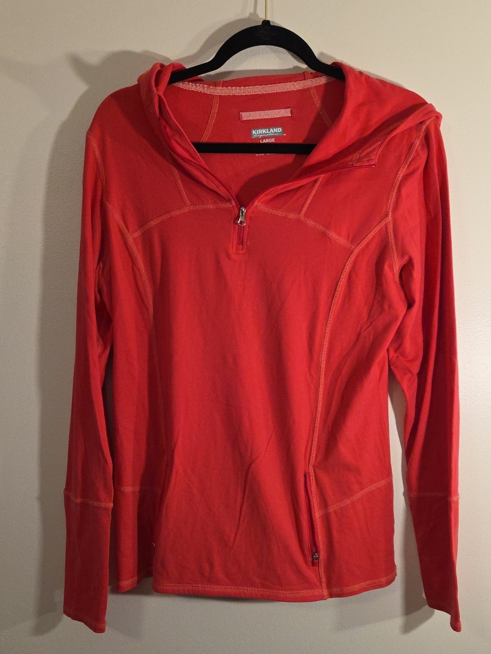 Women's Quarter Zip Hoodie by Kirkland Signature in Hot Pink Size Large